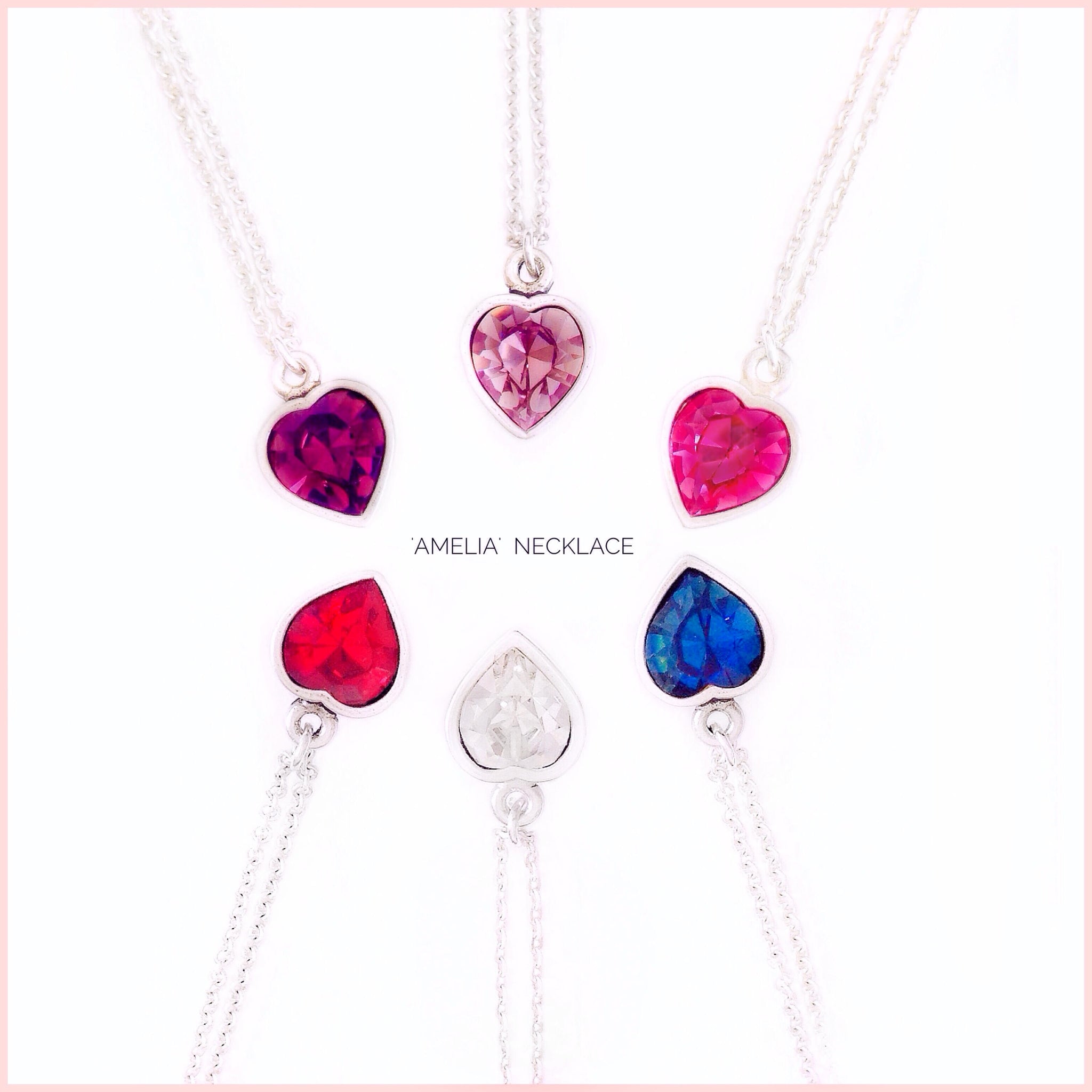 AMELIA Silver Heart Crystal Necklace