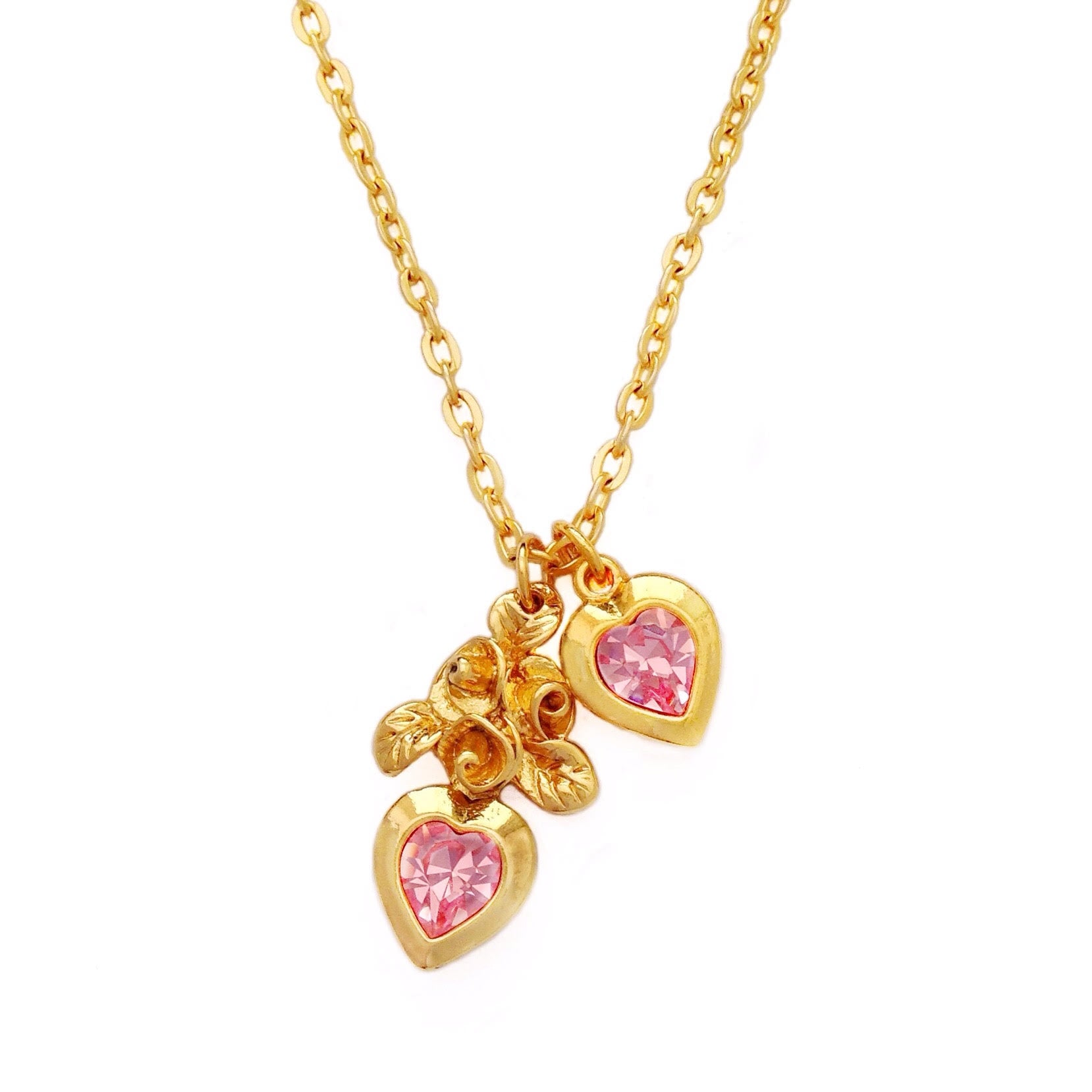 DAKOTA-BLUE necklace LIGHT ROSE PINK hearts