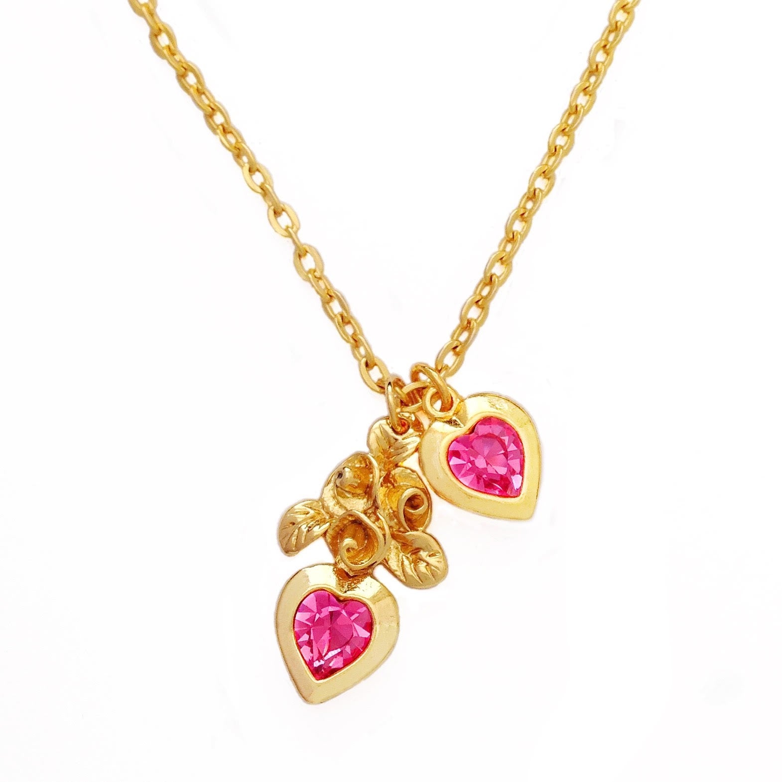 DAKOTA-BLUE necklace ROSE PINK  hearts