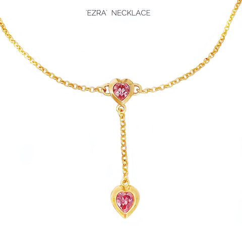 EZRA necklace LIGHT ROSE PINK hearts