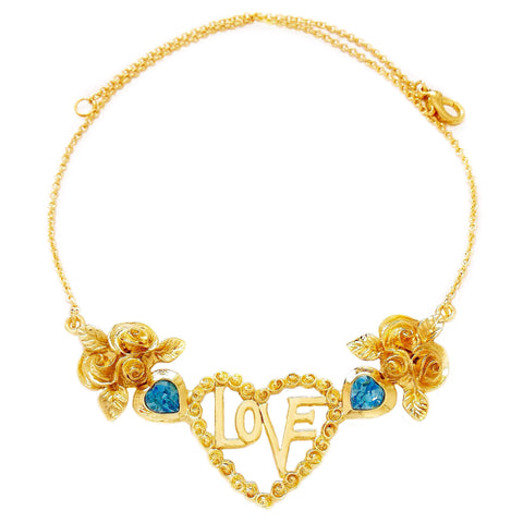 TRUE-LOVE necklace AQUAMARINE hearts