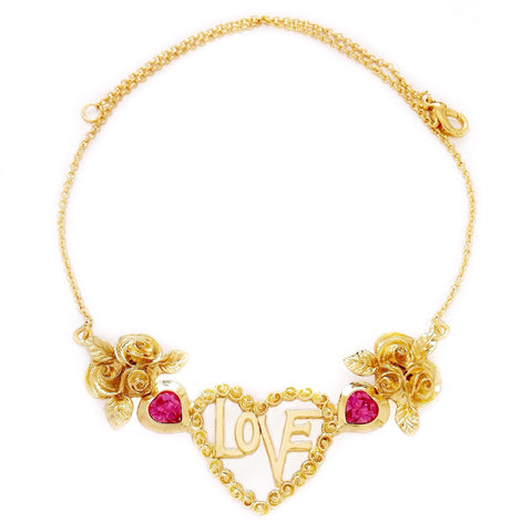 TRUE-LOVE necklace ROSE PINK hearts