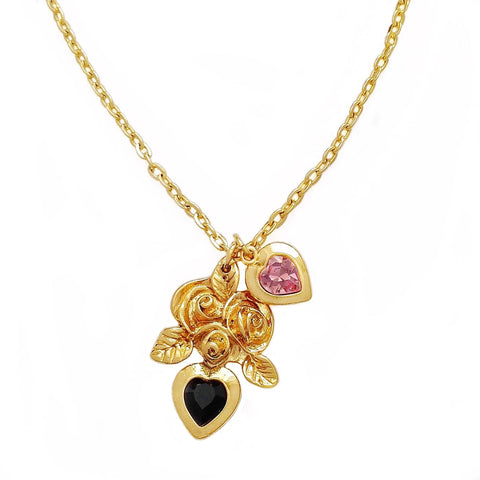 RUBY MAY necklace JET BLACK and LIGHT ROSE PINK hearts