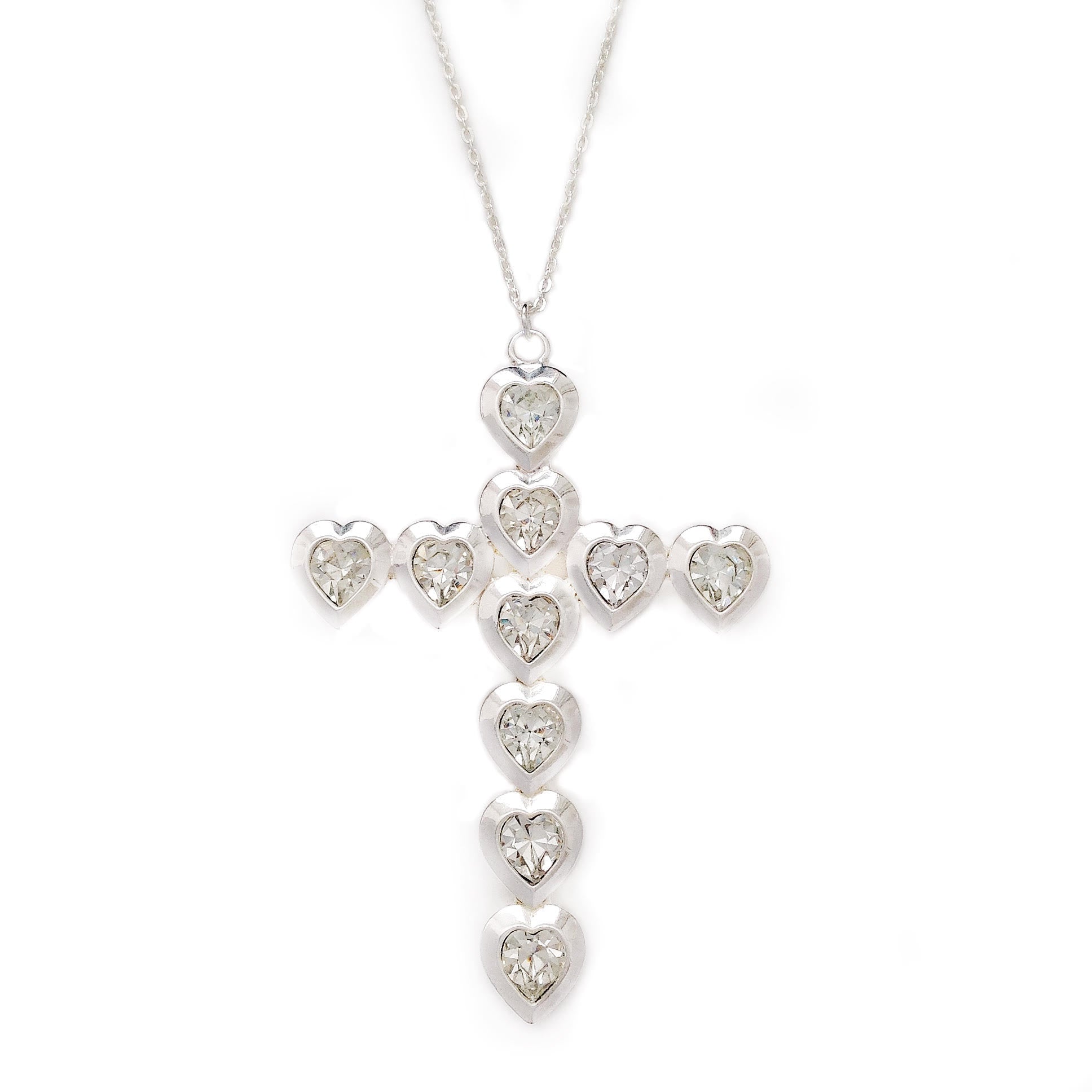 TRINITY Cross Necklace CRYSTAL hearts