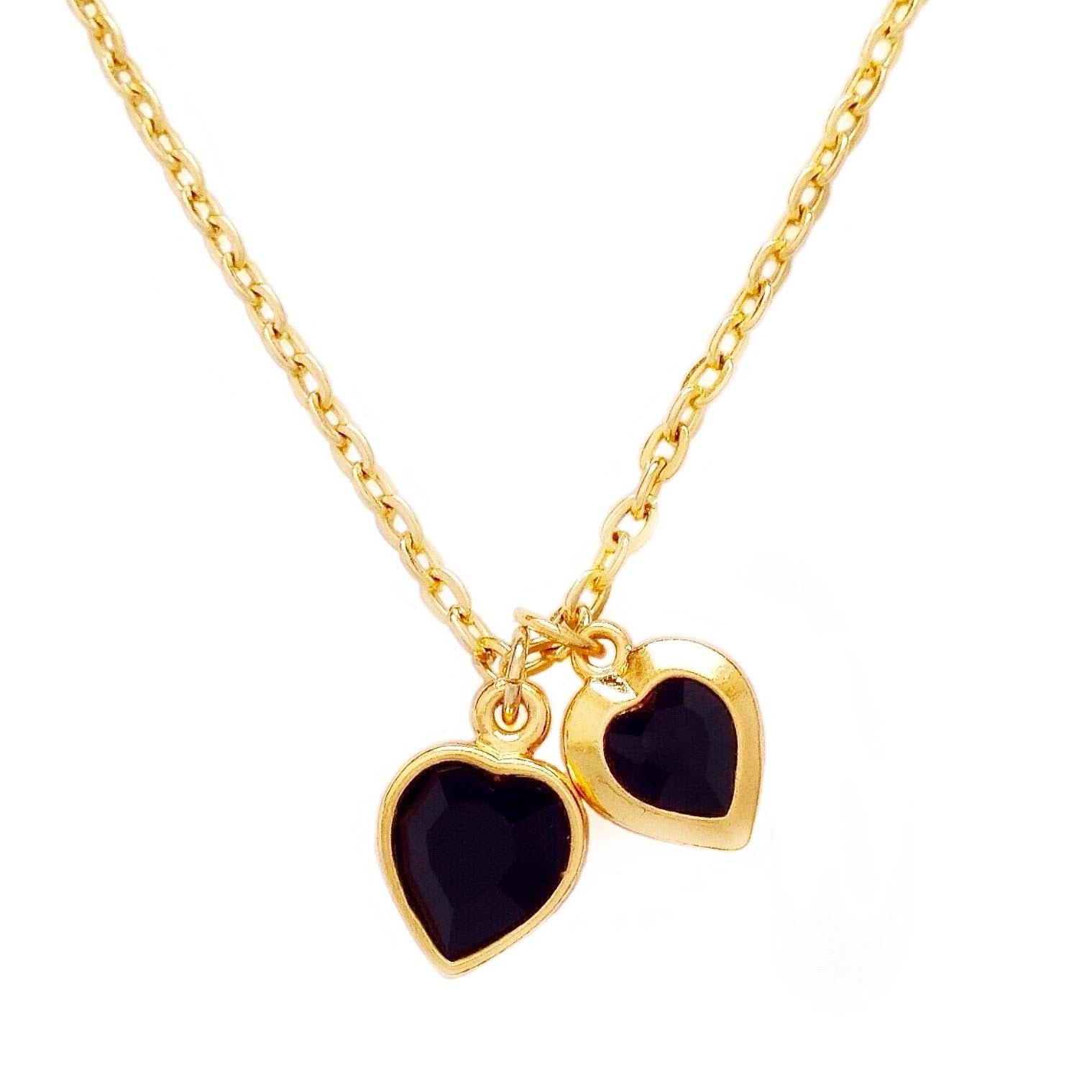 VALENTINE necklace JET BLACK hearts