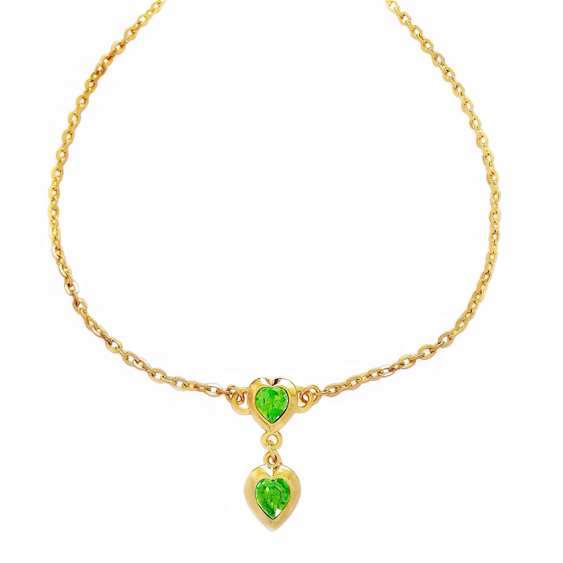 VENUS necklace PERIDOT hearts